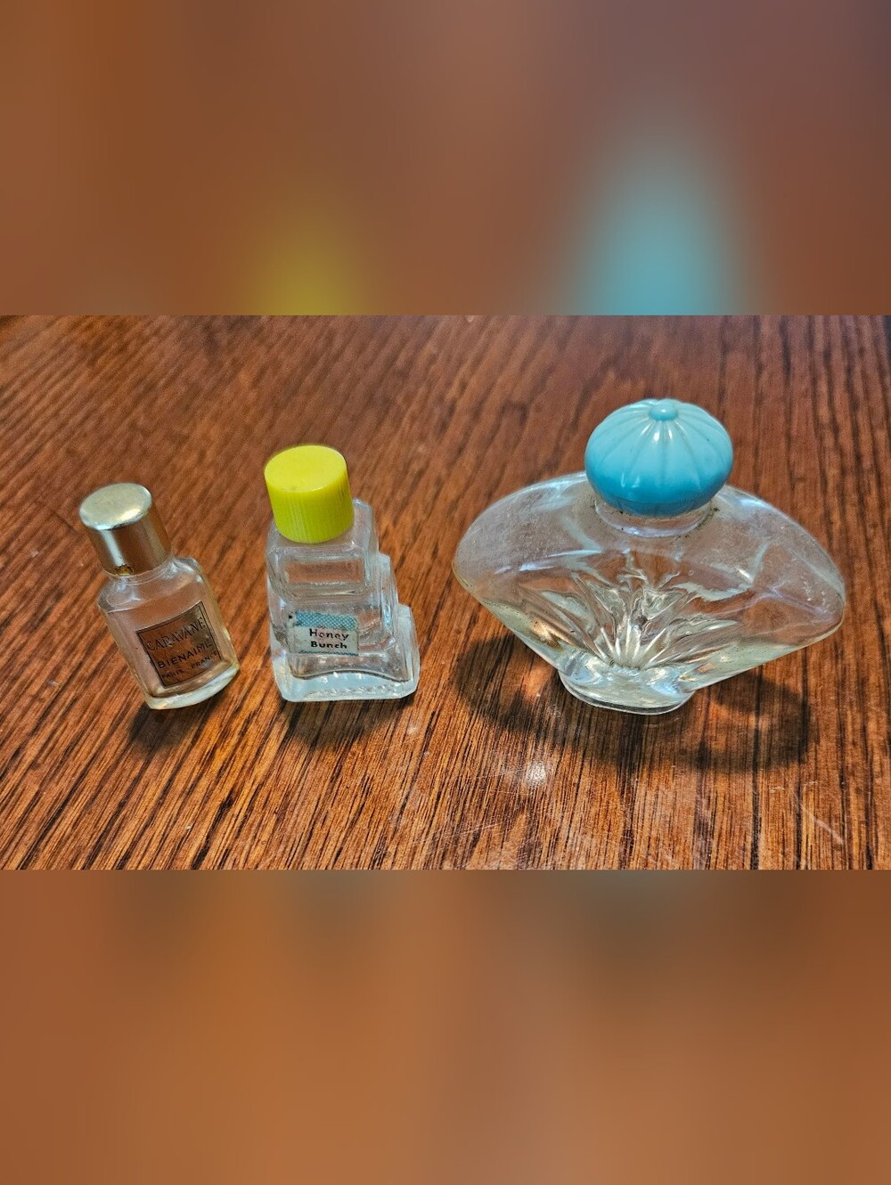 Avon, Caravane,and Unknown Stacked Glass Perfume Miniatures